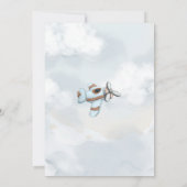 ヴィンテージ機の上に赤遠くにちゃんシャワー 招待状 (裏面)