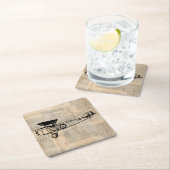 ヴィンテージ機アンティーク飛行機新聞文字 スクエアペーパーコースター (インサイチュ)