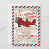 ヴィンテージ機ベビーシャワー招待状招待状 招待状 (正面)