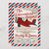 ヴィンテージ機ベビーシャワー招待状招待状 招待状 (正面/裏面)