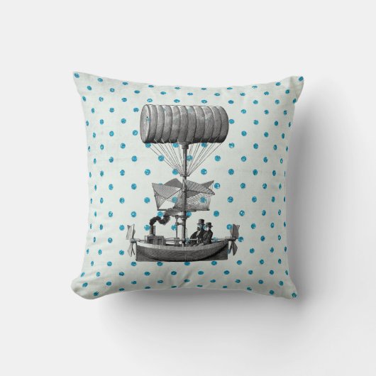 ヴィンテージ機上水玉模様枕 クッション (正面)