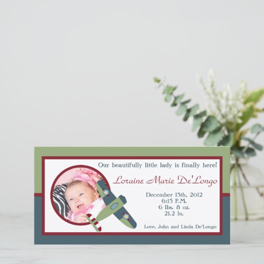 ヴィンテージ機写真の誕生のお知らせ 案内状 (スタンド正面)