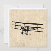 ヴィンテージ機古アンティーク飛行機イラストレーション カード (裏面)