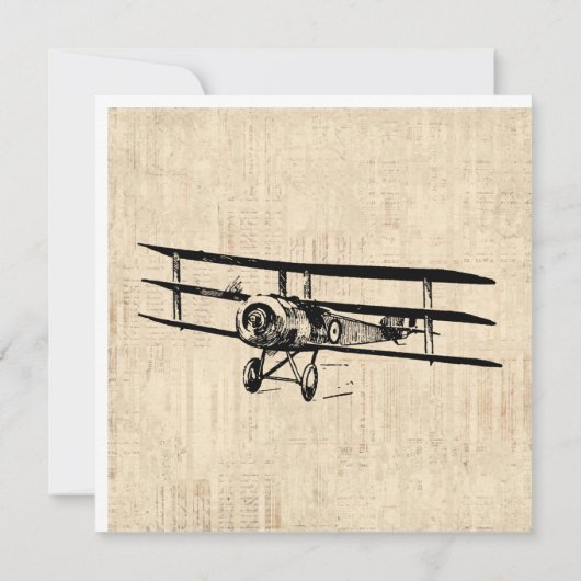 ヴィンテージ機古アンティーク飛行機イラストレーション カード (裏面)