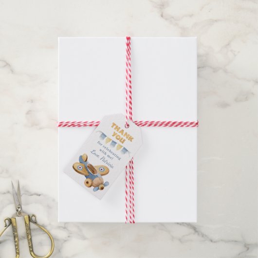 ヴィンテージ機子供おもちゃサンキューギフトラベル ギフトタグ (より糸付き)