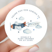 ヴィンテージ機少年の赤ちゃんシャワーありがとう ラウンドシール