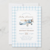 ヴィンテージ機少年の赤ちゃんシャワー 招待状 (正面)