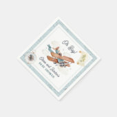 ヴィンテージ機少年旅行赤ちゃんシャワー スタンダードカクテルナプキン (角)