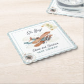 ヴィンテージ機少年旅行赤ちゃんシャワー ペーパーコースター (アングル)