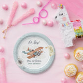 ヴィンテージ機少年旅行赤ちゃんシャワー ペーパープレート (パーティー)