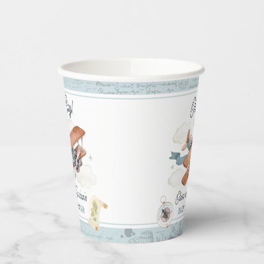 ヴィンテージ機少年旅行赤ちゃんシャワー 紙コップ (左)