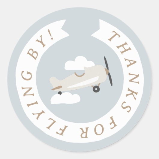 ヴィンテージ機少年誕生日ありがとう ラウンドシール (正面)