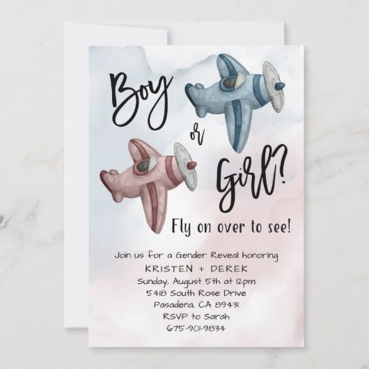 ヴィンテージ機性別によるパーティーの表示 招待状 (正面)