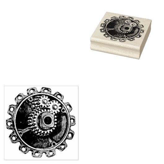 ヴィンテージ機械式ギアラバーアートスタンプ ラバースタンプ (押印)