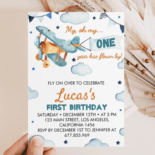 ヴィンテージ機第1誕生日招待状 招待状