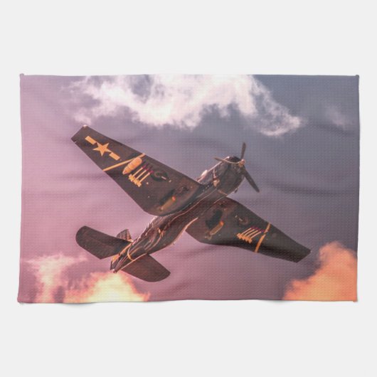 ヴィンテージ機美しい空 キッチンタオル (横)