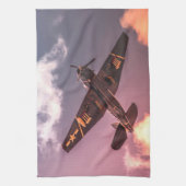 ヴィンテージ機美しい空 キッチンタオル (縦)