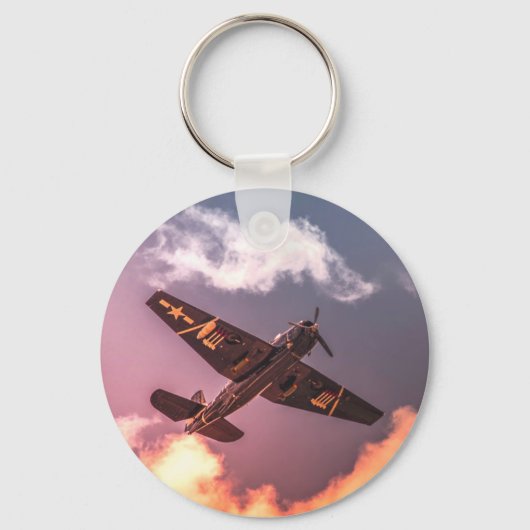 ヴィンテージ機美しい空 キーホルダー (正面)