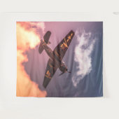 ヴィンテージ機美しい空 タペストリー (正面(横))