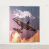 ヴィンテージ機美しい空 タペストリー (正面)