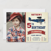 ヴィンテージ機誕生日パーティフォト招待状 招待状 (正面)