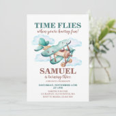 ヴィンテージ機誕生日パーティーのタイムフライ 招待状 (スタンド正面)