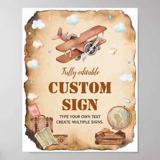 ヴィンテージ機誕生日パーティーテーブルの署名 ポスター (正面)