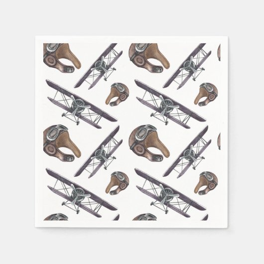 ヴィンテージ機誕生日パーティー スタンダードカクテルナプキン (正面)