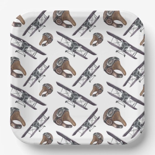 ヴィンテージ機誕生日パーティー ペーパープレート (正面)