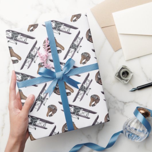 ヴィンテージ機誕生日パーティー ラッピングペーパー (ギフト)