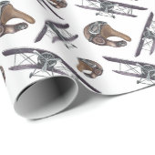 ヴィンテージ機誕生日パーティー ラッピングペーパー (ロールコーナー)