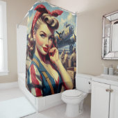 ヴィンテージ機軸ピン留め シャワーカーテン (インサイチュ)