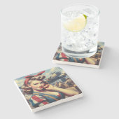 ヴィンテージ機軸ピン留め ストーンコースター (横)