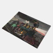ヴィンテージ機関車の表現夜- Boys Room Train ドアマット (アングル)