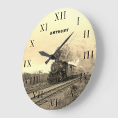 ヴィンテージ機関車の鉄道用蒸気 ラージ壁時計 (傾斜)