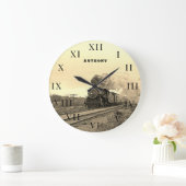 ヴィンテージ機関車の鉄道用蒸気 ラージ壁時計 (ホーム)
