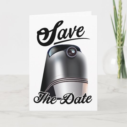 ヴィンテージ機関車のSave the Date ノートカード (正面)
