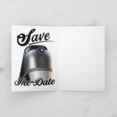 ヴィンテージ機関車のSave the Date ノートカード (内部)
