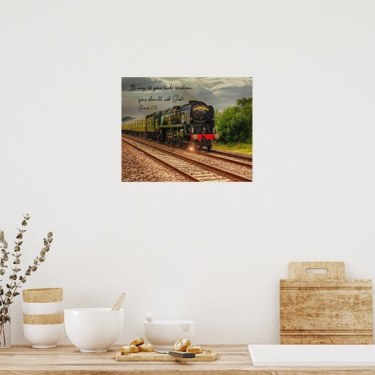 ヴィンテージ機関車カントリー側ウィズドフォトプリント ポスター (キッチン)