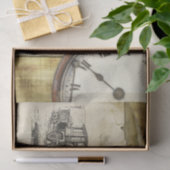 ヴィンテージ機関車プリント 薄葉紙 (ギフト)