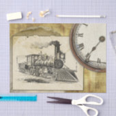 ヴィンテージ機関車プリント 薄葉紙 (クラフト)