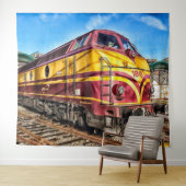 ヴィンテージ機関車列車レッドイエロータペストリー タペストリー (インサイチュ(横))