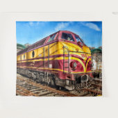 ヴィンテージ機関車列車レッドイエロータペストリー タペストリー (正面(横))