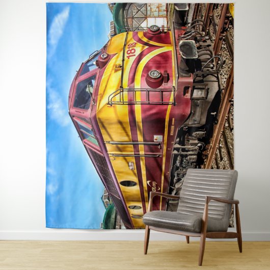 ヴィンテージ機関車列車レッドイエロータペストリー タペストリー (インサイチュ)
