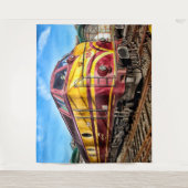 ヴィンテージ機関車列車レッドイエロータペストリー タペストリー (正面)