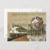 ヴィンテージ機関車蒸気機関蒸気機関蒸気機関車庫 ポストカード (正面/裏面)