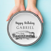 ヴィンテージ機関車蒸気機関車誕生日 ペーパープレート