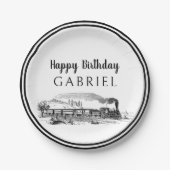 ヴィンテージ機関車蒸気機関車誕生日 ペーパープレート (正面)