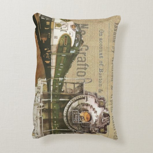 ヴィンテージ機関車蒸気機関鉄道 アクセントクッション (裏面(縦))