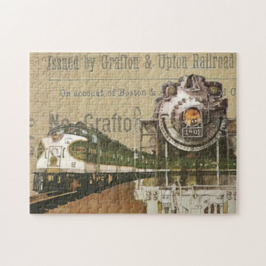 ヴィンテージ機関車蒸気機関鉄道 ジグソーパズル (横)
